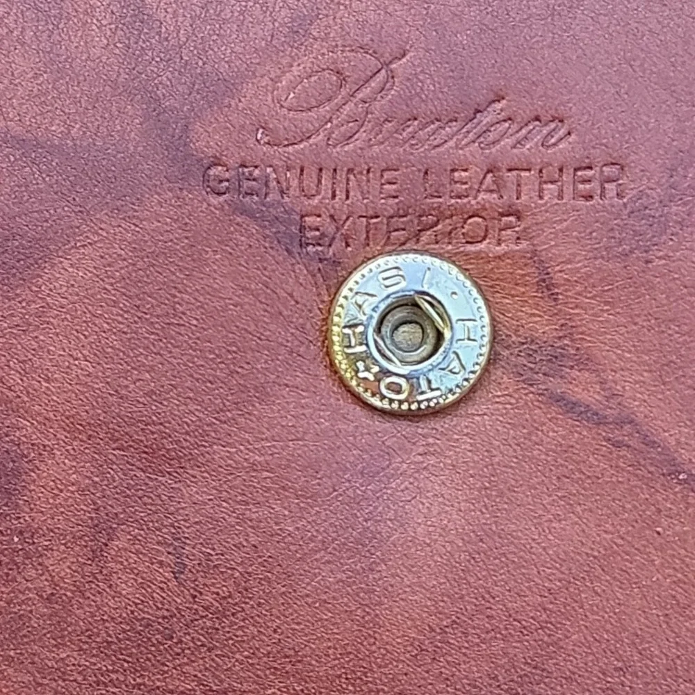 Vtg Buxton Leather‎ Unisex Pocket Book Change Purse Tan Folding Card Storage